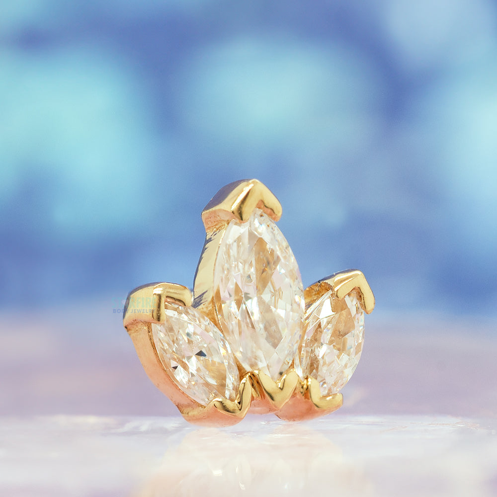 "Mini AJ" & "AJ" Threaded End in Gold with White CZ's