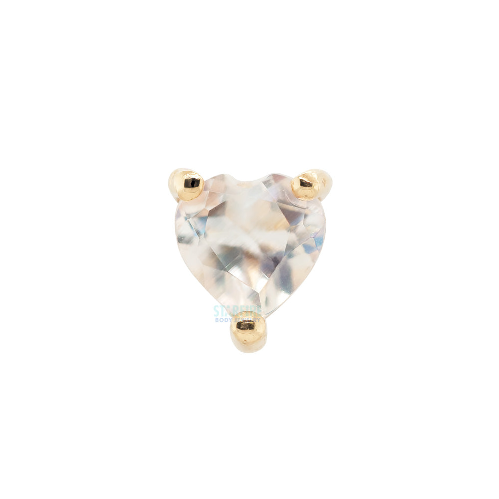 threadless: Prong-Set Heart End in Gold with Rainbow Moonstone