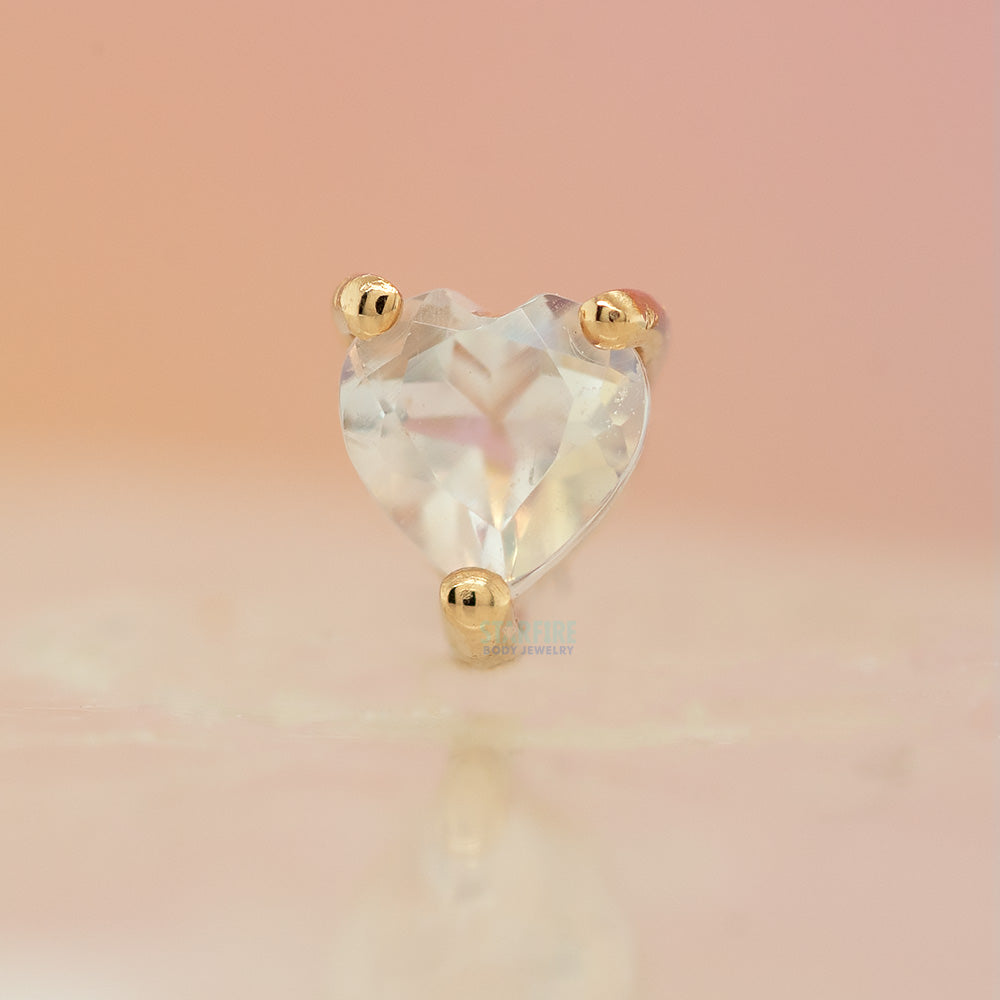 threadless: Prong-Set Heart End in Gold with Rainbow Moonstone