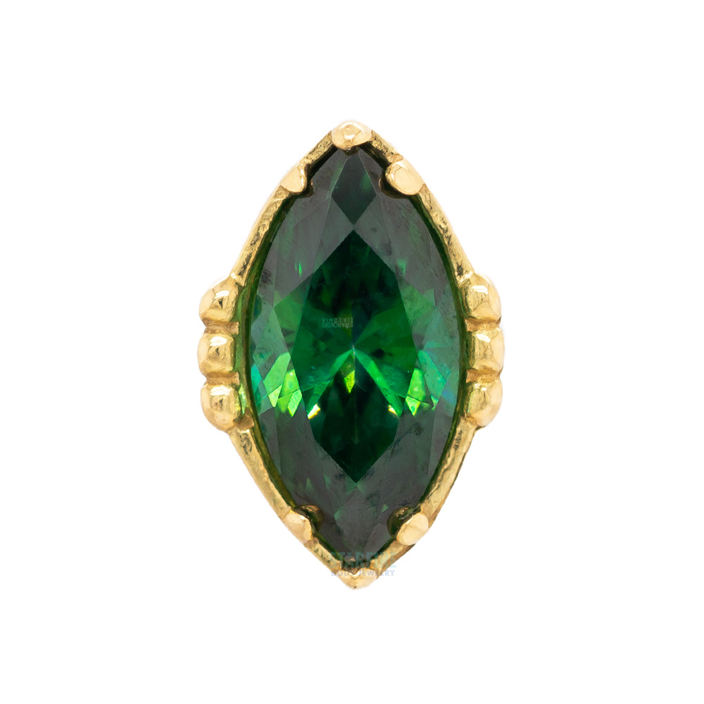 "Lindsey" Threaded End in Yellow Gold with Marquise-Cut Brilliant-Cut Gem