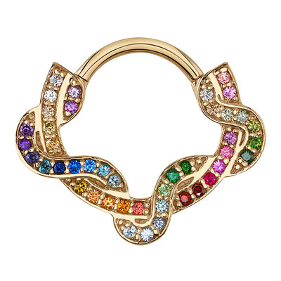 "Proteus" Hinge Ring in Gold Rainbow with Genuine Gemstones