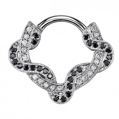 "Proteus" Hinge Ring in Gold with Black Diamond & White Diamonds