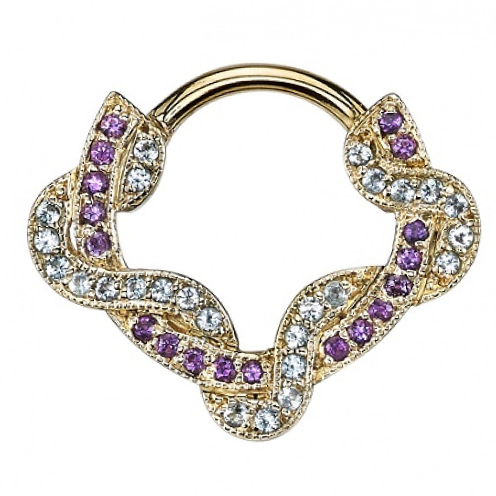 "Proteus" Hinge Ring in Gold with Swiss Blue Topaz & Amethyst