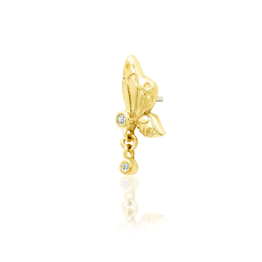 threadless: "Papillon" End in Gold with CZ's
