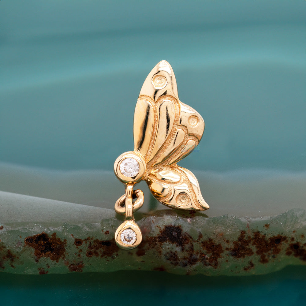 threadless: "Papillon" End in Gold with CZ's
