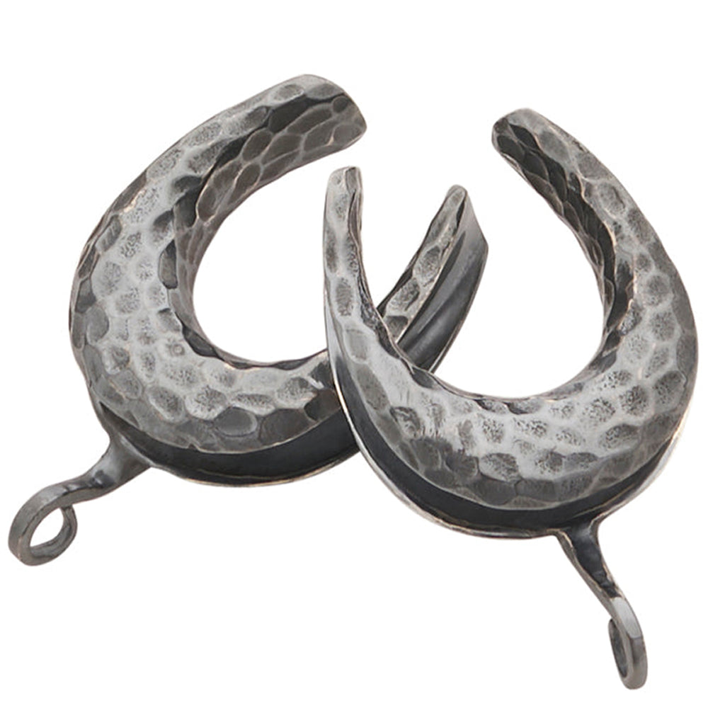Saddle Spreader Hooks - Oxidized Sterling Silver Hammered
