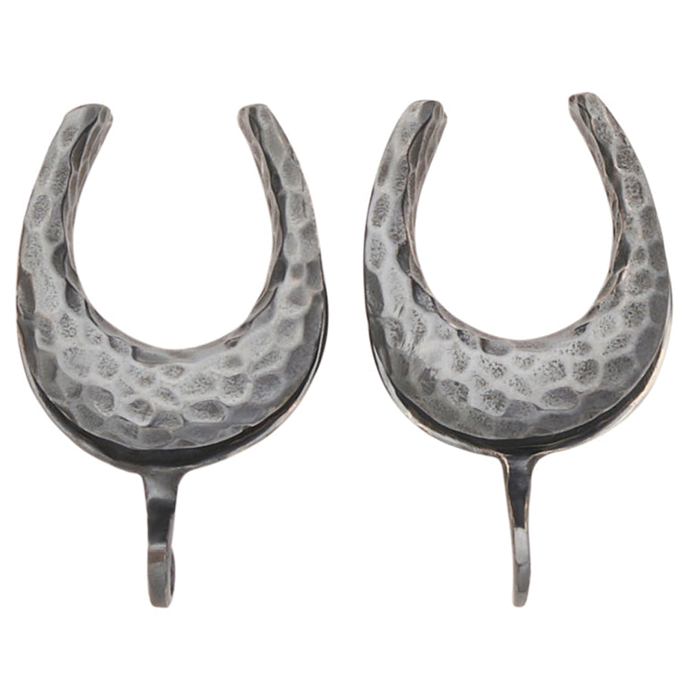 Saddle Spreader Hooks - Oxidized Sterling Silver Hammered