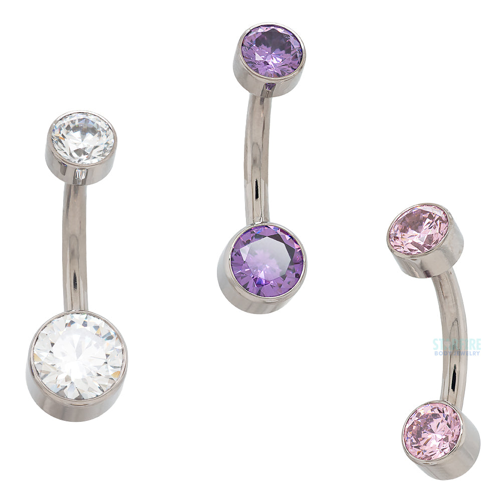 Double Bezel Faceted Gem Navel Curve