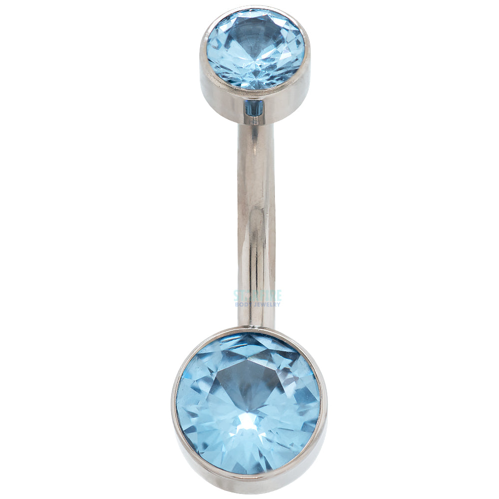 Double Bezel Faceted Gem Navel Curve