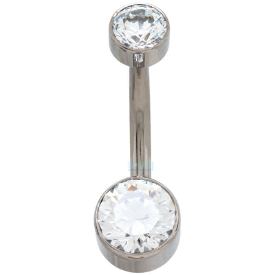 Double Bezel Faceted Gem Navel Curve