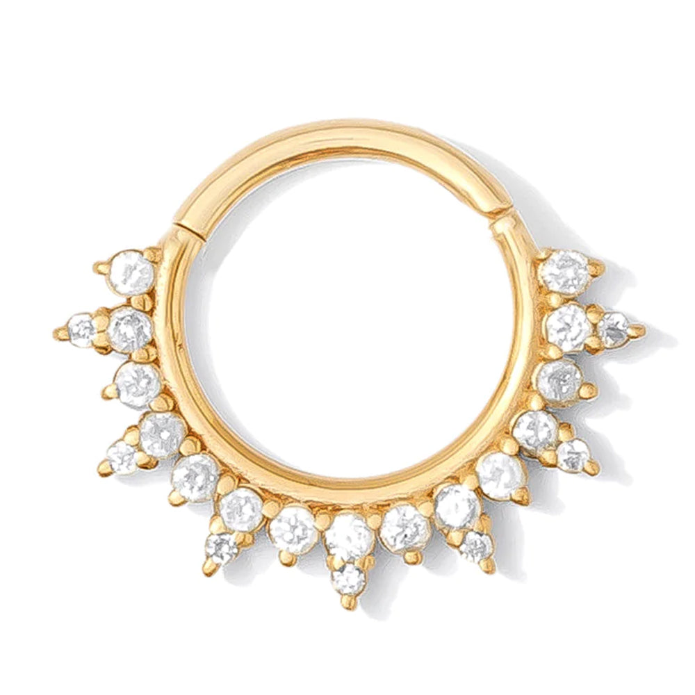 "Regal" Hinge Ring / Clicker in Gold with Gemstones