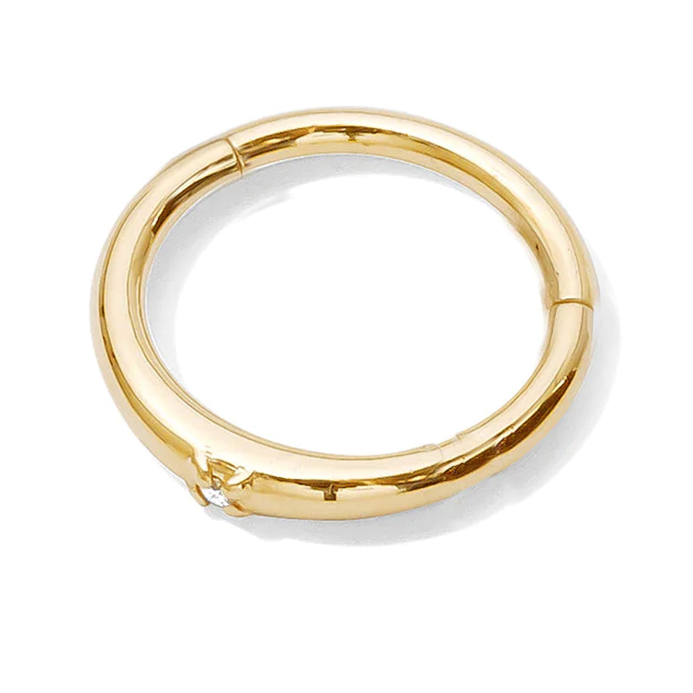 "Onesie" Hinge Ring / Clicker in Gold with Gemstone