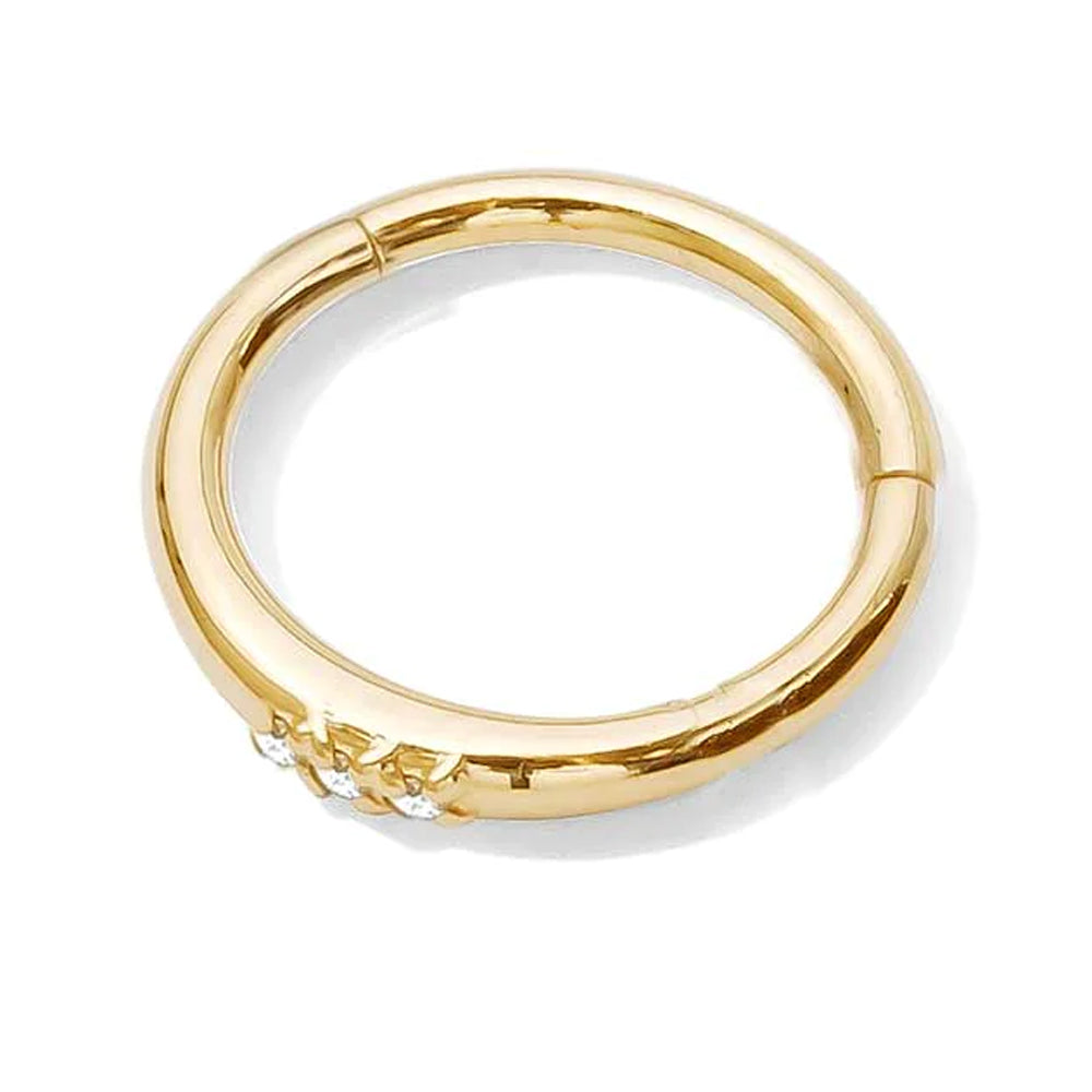 "Triplet" Hinge Ring / Clicker in Gold with Gemstones