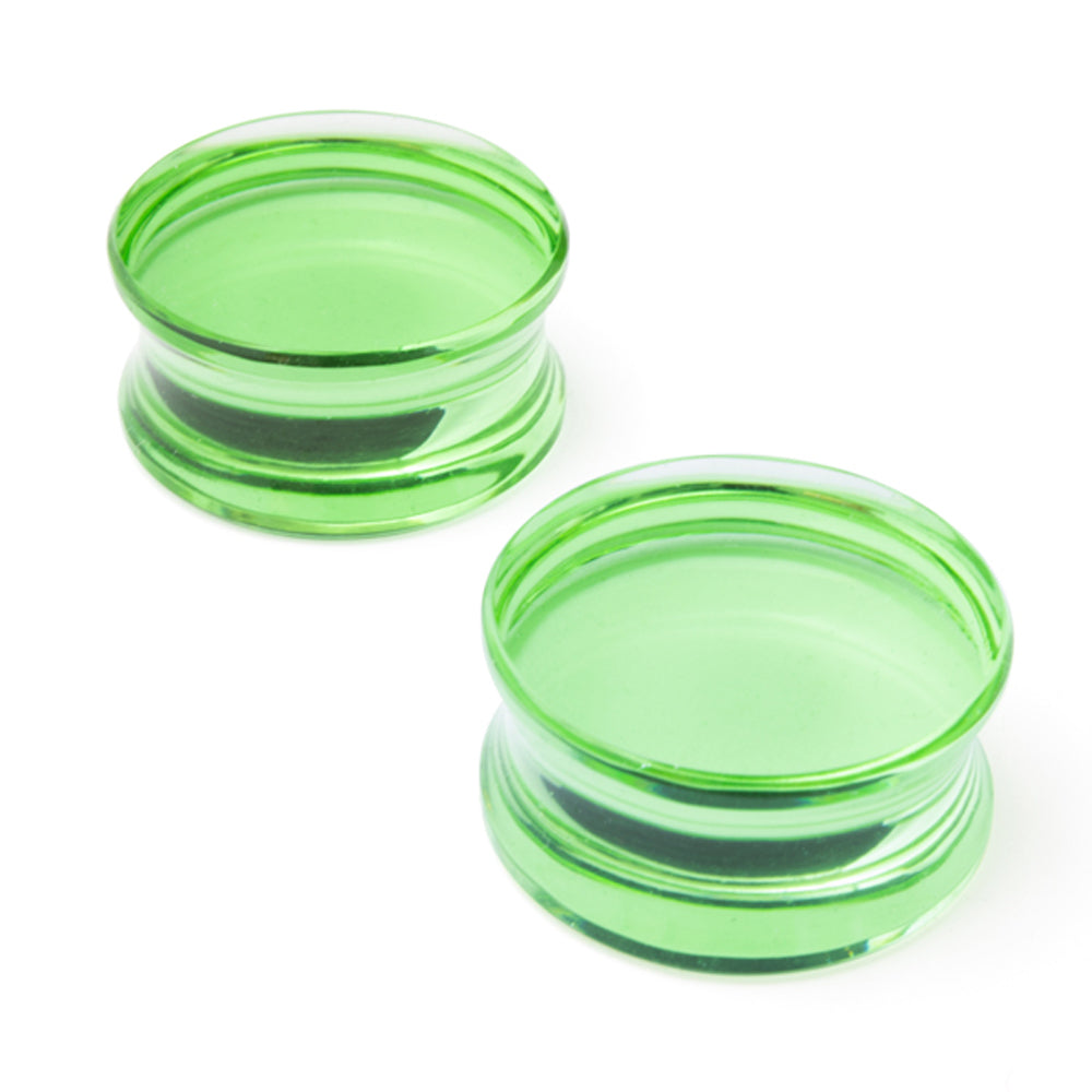 Glass Solid Plugs - Bright Green