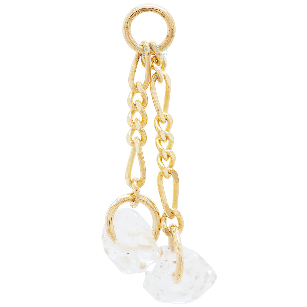 "Double Herkimer Diamond Tosser" Chain Charm in Gold with Herkimer Diamond Quartz