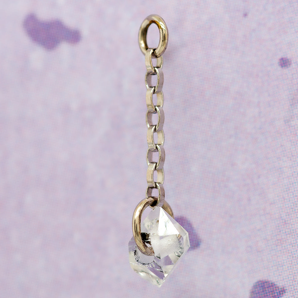 "Herkimer Diamond Tosser" Chain Charm in Gold with Herkimer Diamond Quartz