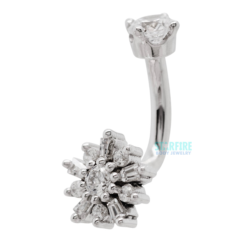 "Elaine" J Curve in Gold & Platinum with White CZ's