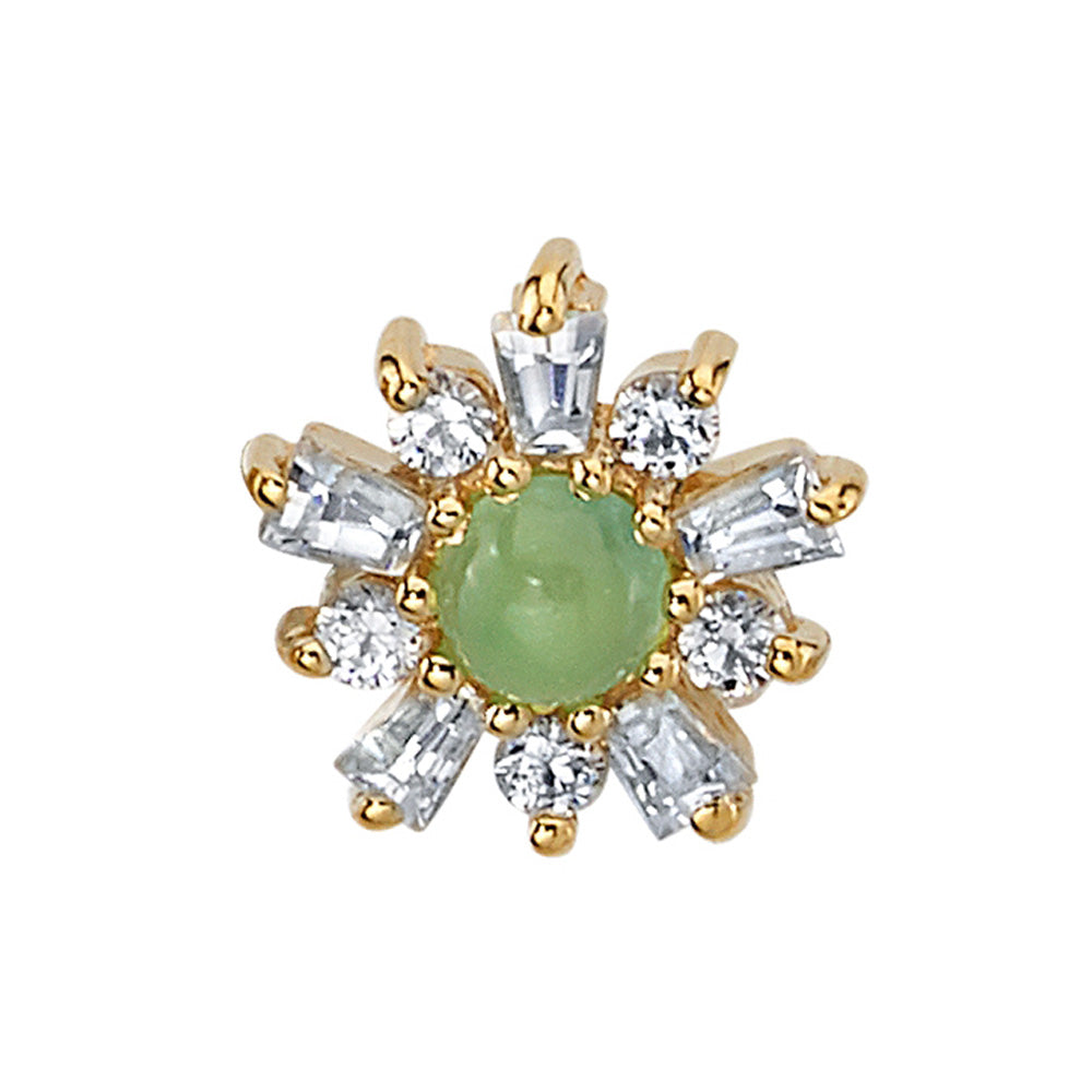 "Elaine" Threaded End in Gold with Chrysoprase & White CZ's