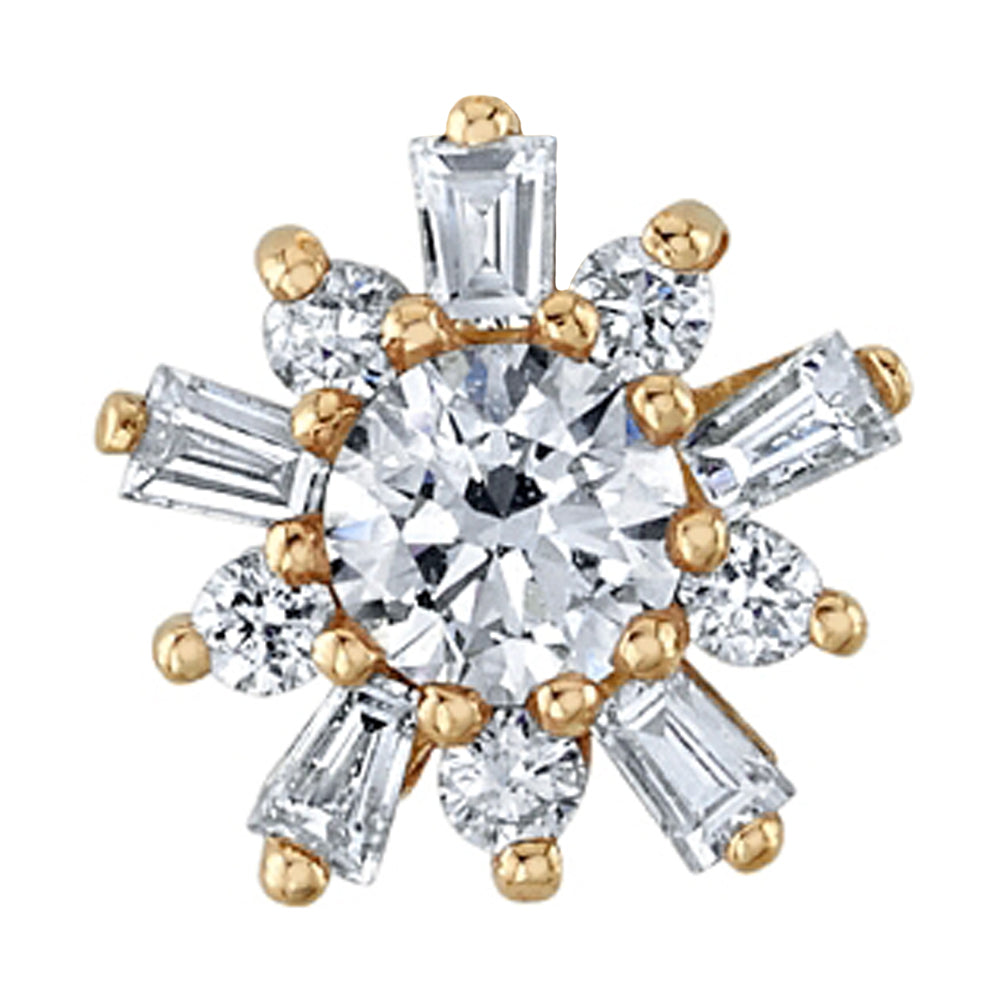 "Elaine" Threaded End in Gold with White CZ's