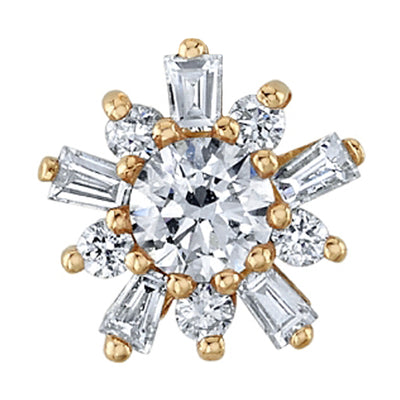 "Elaine" Threaded End in Gold with White CZ's