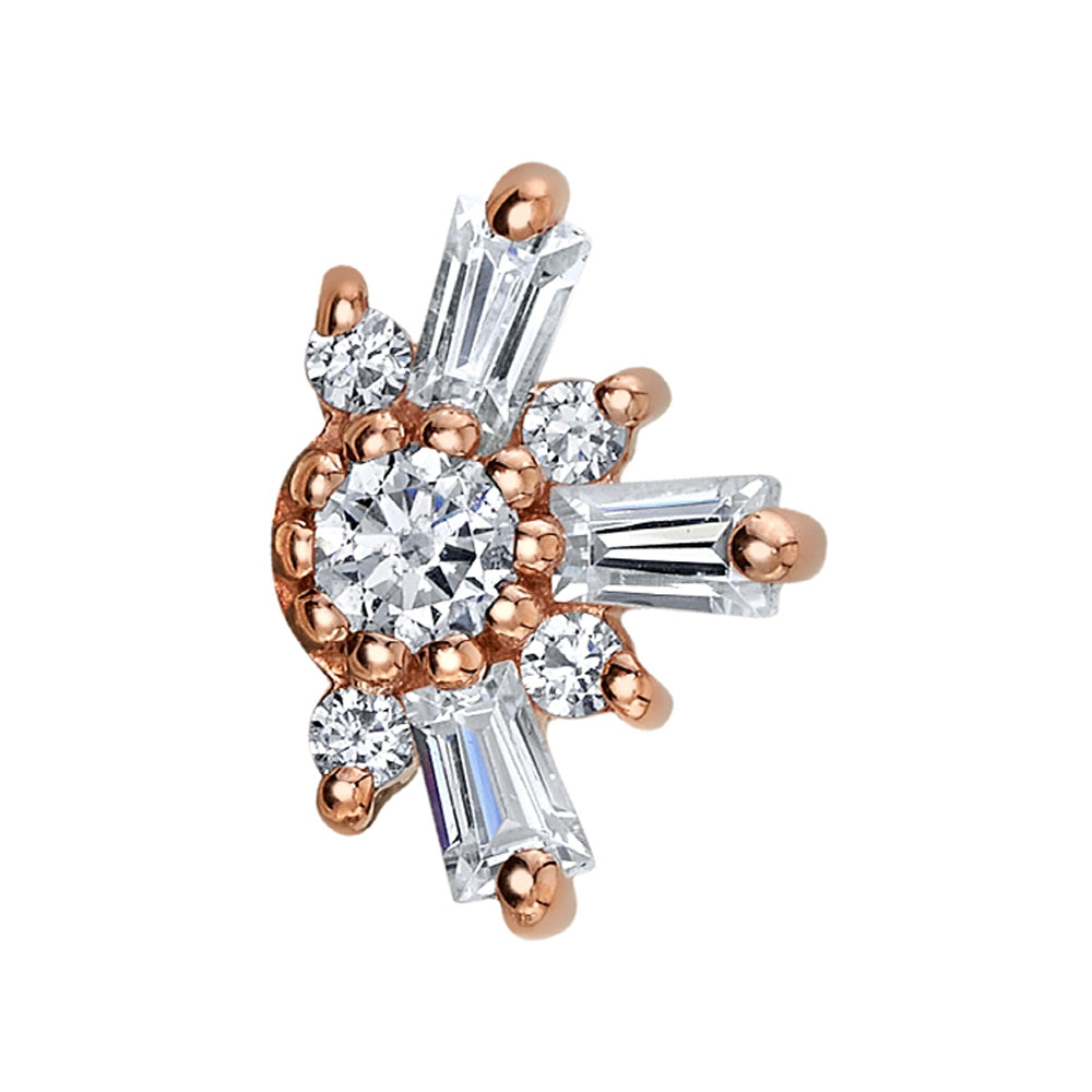 "Half Elaine" Threaded End in Gold with DIAMONDS