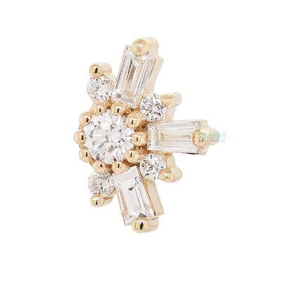 "Half Elaine" Threaded End in Gold with DIAMONDS