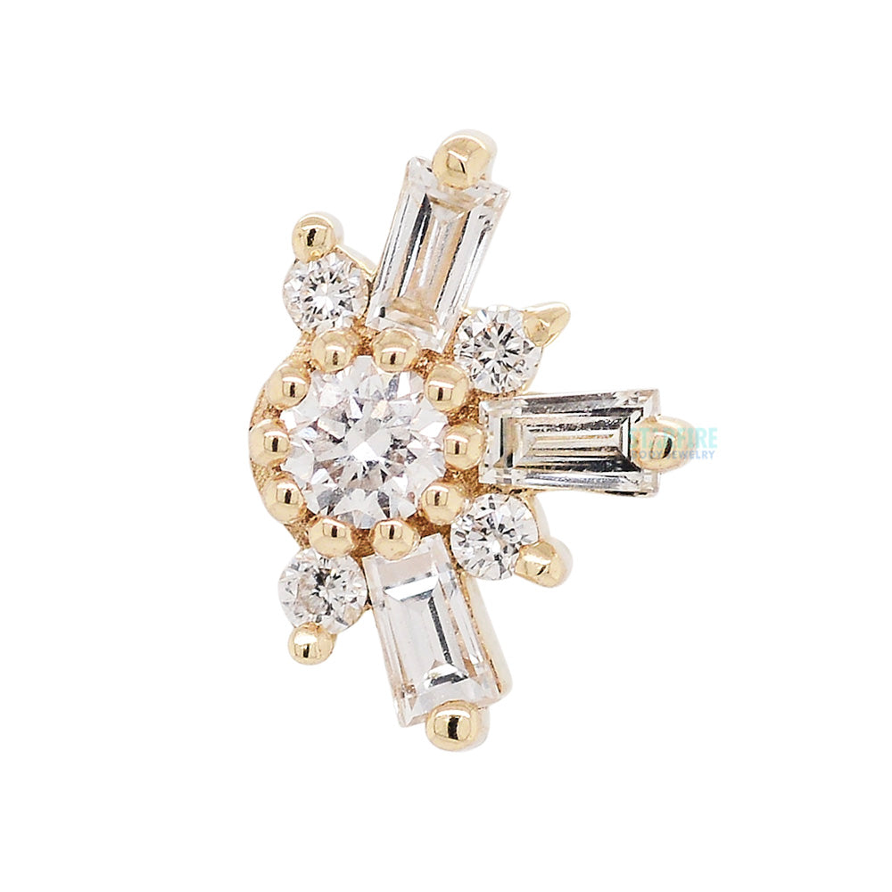 "Half Elaine" Threaded End in Gold with DIAMONDS