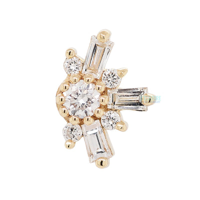 "Half Elaine" Threaded End in Gold with DIAMONDS