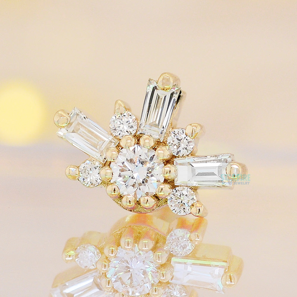"Half Elaine" Threaded End in Gold with DIAMONDS