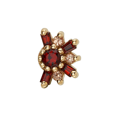 "Half Elaine" Threaded End in Gold with Garnet & Champagne Sapphires
