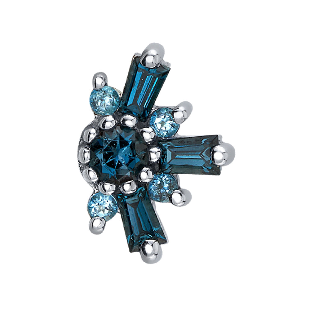"Half Elaine" Threaded End in Gold with London Blue Topaz & Ice Blue Topaz