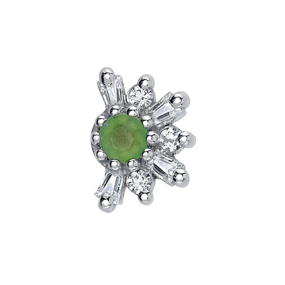 "Half Elaine" Threaded End in Gold with White CZ & Faceted Chrysoprase