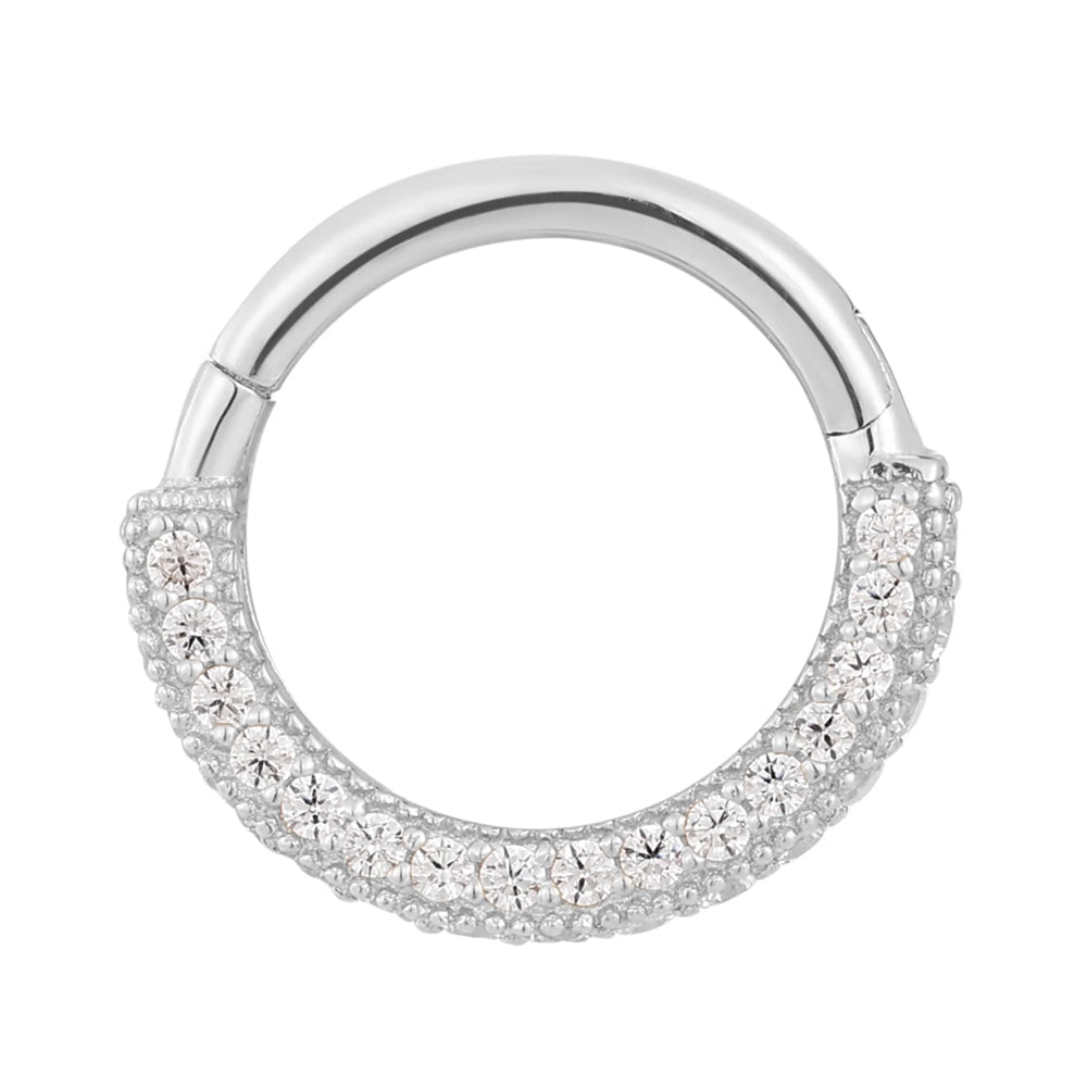 "Showcase" Hinge Ring / Clicker in Gold with CZ's