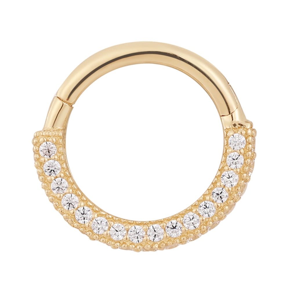 "Showcase" Hinge Ring / Clicker in Gold with CZ's