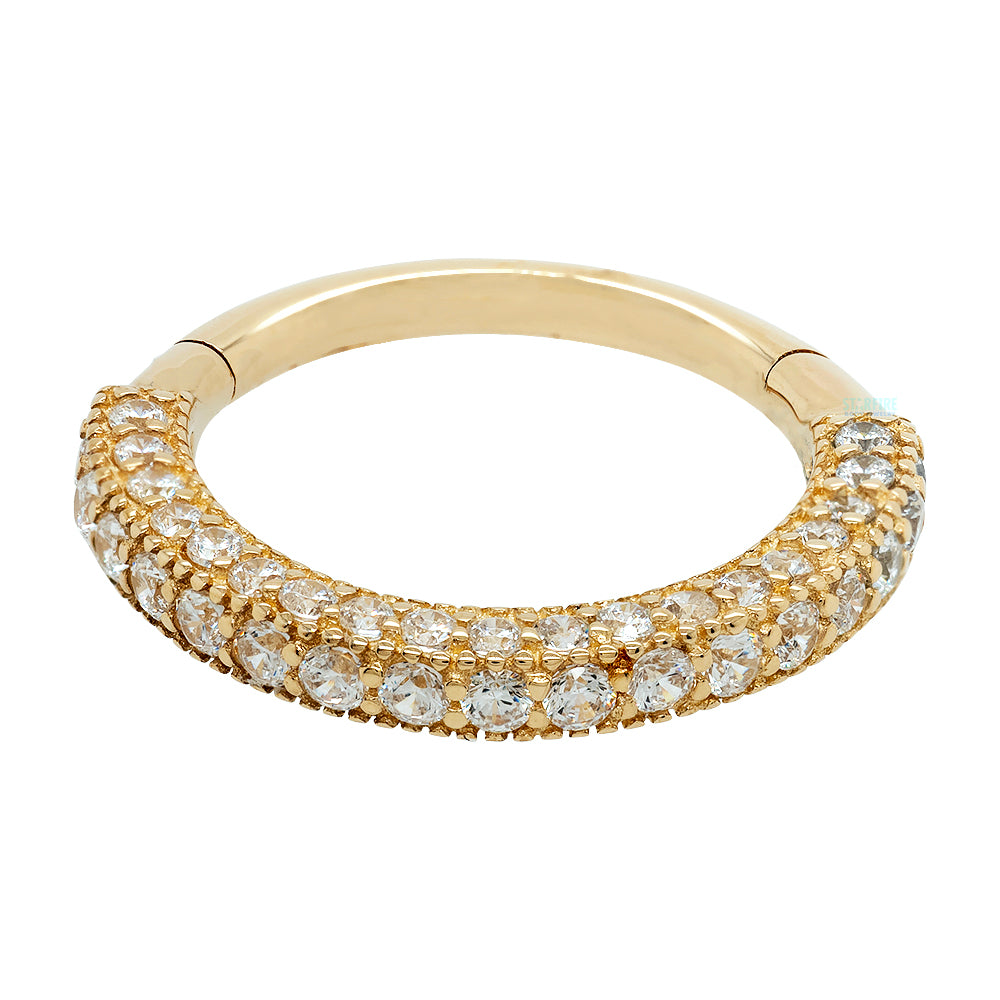 "Showcase" Hinge Ring / Clicker in Gold with CZ's