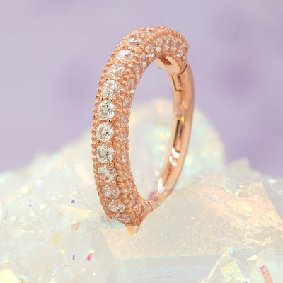 "Showcase" Hinge Ring / Clicker in Gold with CZ's