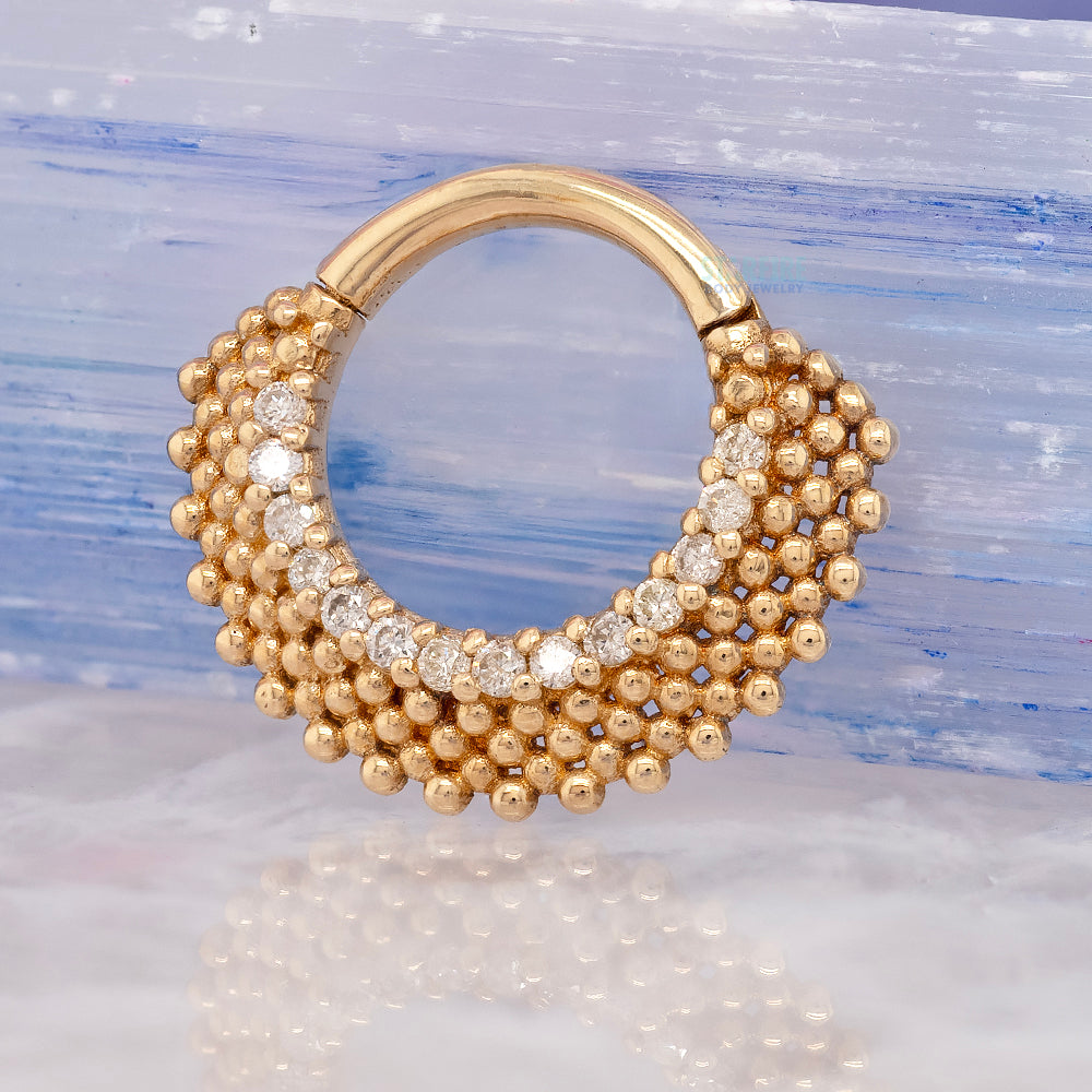 "Majesty" Hinge Ring / Clicker in Gold with Gemstones