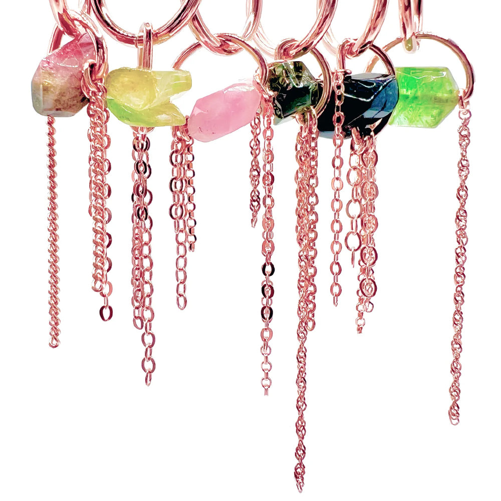 "Ring Around the Tourmaline" Chain Charm in Gold with Tourmaline