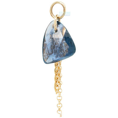 Rose Cut Freeform Blue Sapphire Chain Charm in Gold