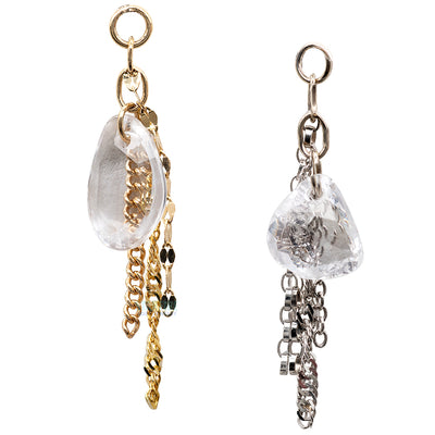 Rose Cut Freeform White Sapphire Chain Charm in Gold