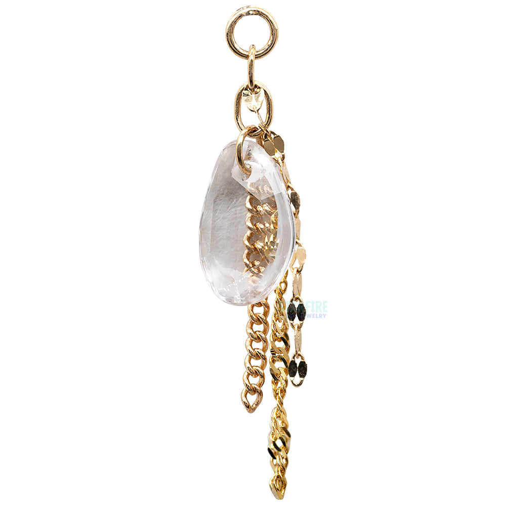 Rose Cut Freeform White Sapphire Chain Charm in Gold