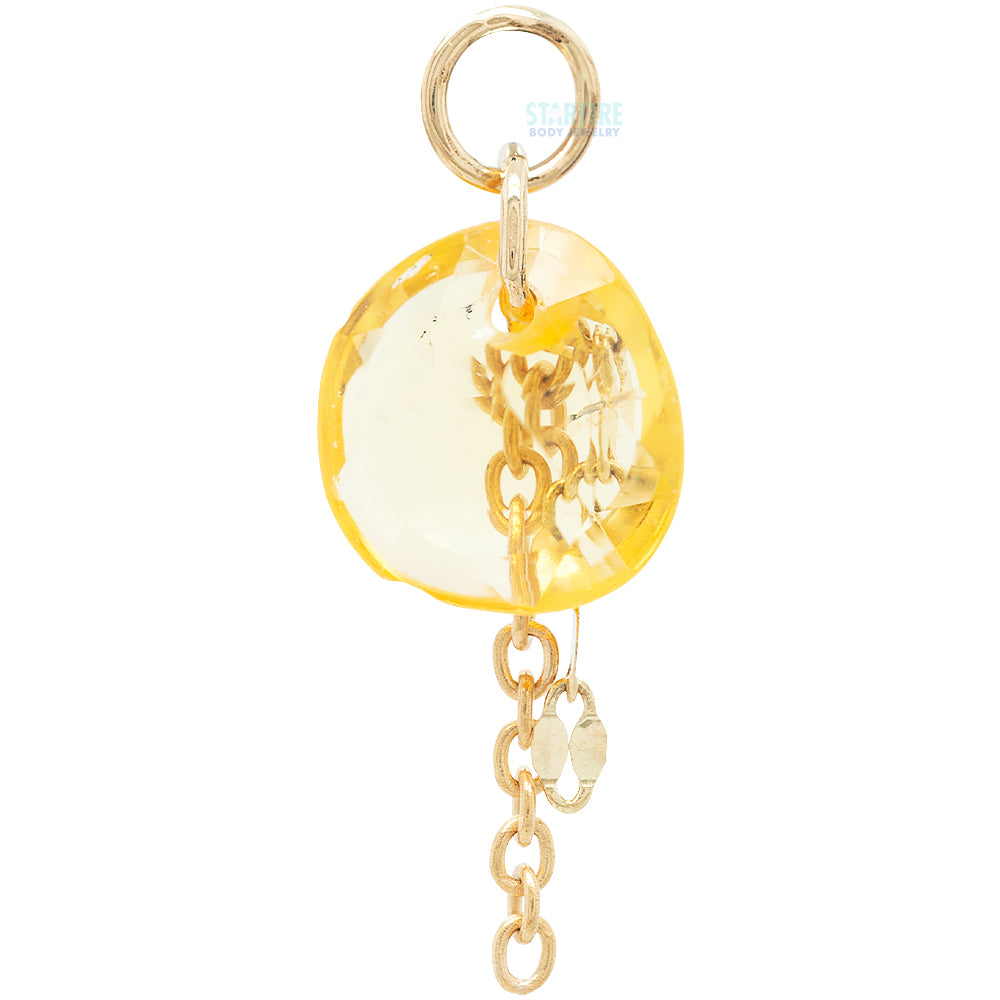 Rose Cut Freeform Yellow Sapphire Chain Charm in Gold