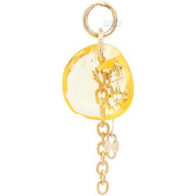 Rose Cut Freeform Yellow Sapphire Chain Charm in Gold