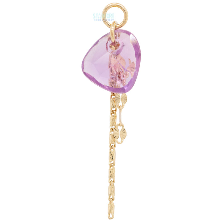 Rose Cut Freeform Purple Sapphire Chain Charm in Gold