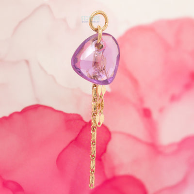 Rose Cut Freeform Purple Sapphire Chain Charm in Gold