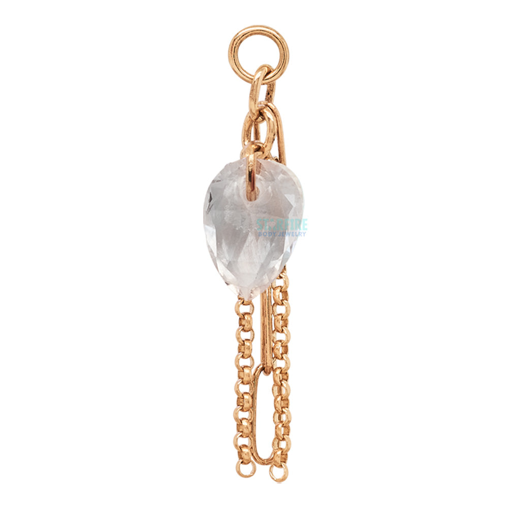 Pear Cut White Sapphire Chain Charm in Gold