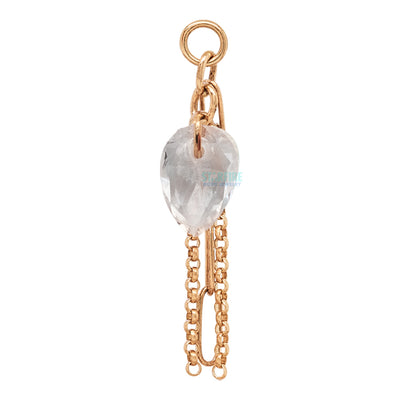 Pear Cut White Sapphire Chain Charm in Gold