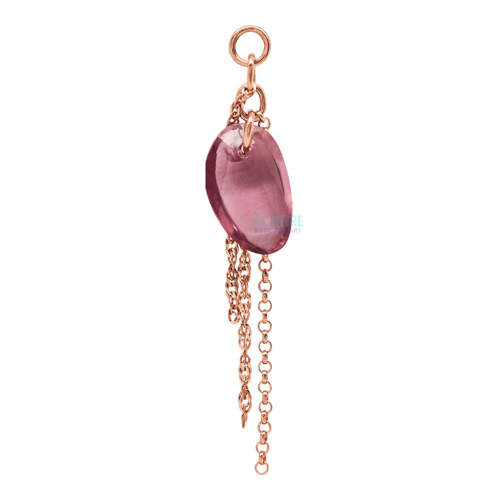 Rose Cut Freeform Pink Sapphire Chain Charm in Gold