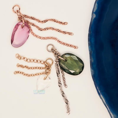 Pear Cut White Sapphire Chain Charm in Gold