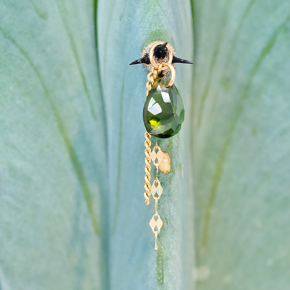 Green Tourmaline Chain Charm in Gold